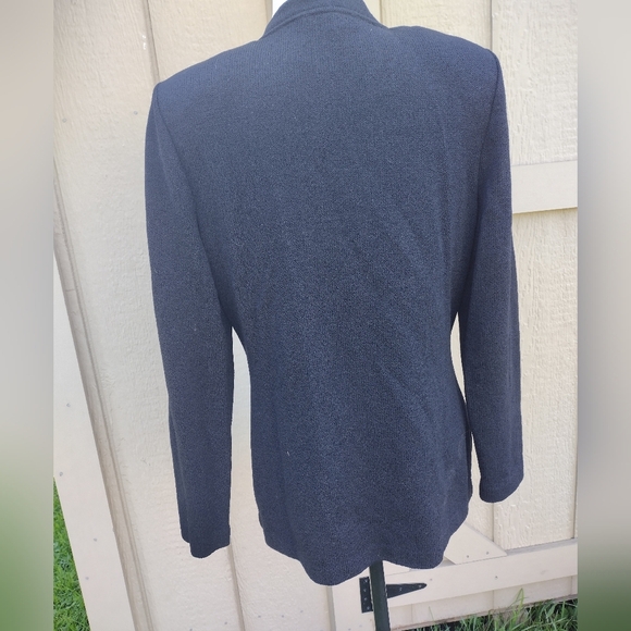 VGC Black St John Basics Zip Cardigan Gold Buttons Pockets Sweater Knit Size 8 - Picture 3 of 8